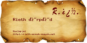 Rieth Árpád névjegykártya